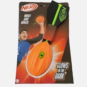 New NERF Vortex Aero Howler GLOW IN THE DARK Sports Ball Football Ages 6+ Orange